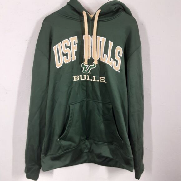 University of South Florida Bulls Hoodie Medium Green USF Champion Pullover Mens - Picture 1 of 8